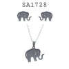 Stainless Steel Elephant Necklace & Earrings Set
