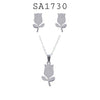 Stainless Steel Flower Necklace & Earrings Set