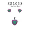 925 Sterling Silver CZ Black Heart Rhodium Pendant & Earrings Set