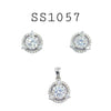 925 Sterling Silver CZ Pendant & Earrings Set