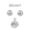 925 Sterling Silver CZ Pendant & Earrings Set