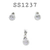 925 Sterling Silver CZ Lock Pendant & Earrings Set