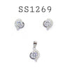 925 Sterling Silver CZ Pendant& Earrings Set