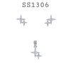 925 Sterling Silver CZ Double Star Pendant & Earrings Set
