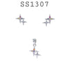 925 Sterling Silver CZ Double Star Pendant & Earrings Set