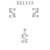 925 Sterling Silver Z Shape CZ Pendant & Earring Set
