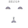925 Sterling Silver Rainbow CZ Pendant & Earring Set