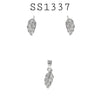 925 Sterling Silver CZ Leaf Pendant & Earrings Set