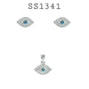 925 Sterling Silver CZ Eye Pendant & Earrings Set