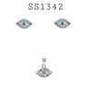 925 Sterling Silver CZ Eye Pendant & Earrings Set