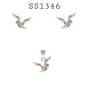 925 Sterling Silver CZ Bird Pendant & Earring Set