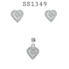 925 Sterling Silver CZ Heart Pendant & Earrings Set