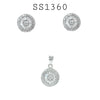 925 Sterling Silver CZ Leaf Pendant & Earrings Set